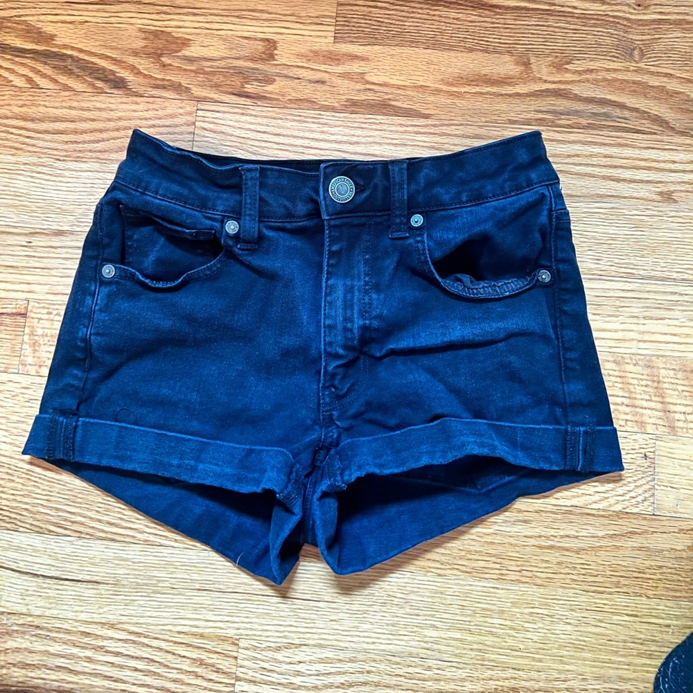 Item: Black high waisted jean shorts